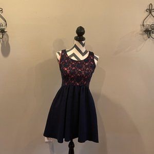Navy & Peach underlay dress